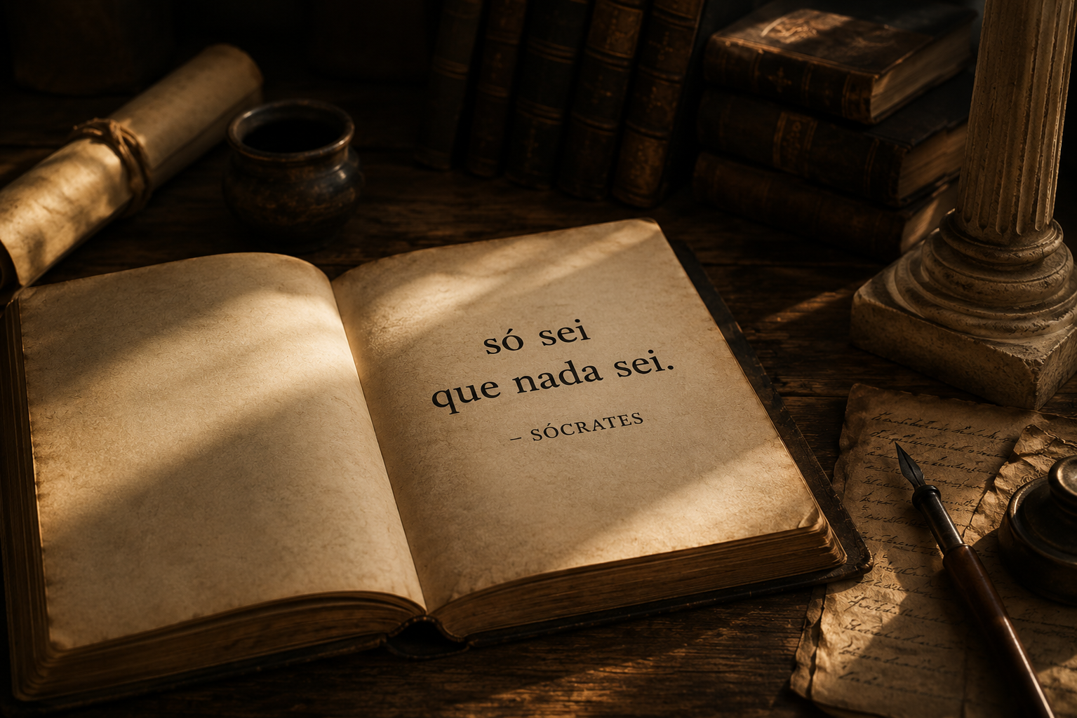 Cena filosófica sobre reflexão, leitura e autoconhecimento